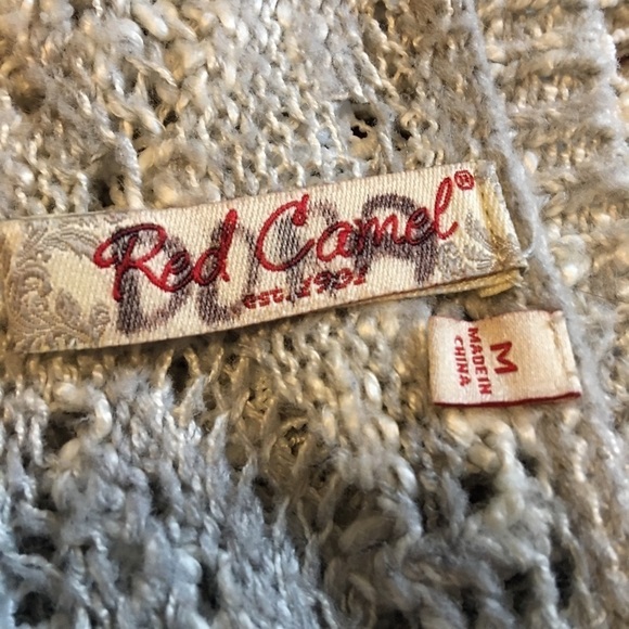 WOMEN'S RED CAMEL PULLON SWEATER SZ M LOOSE KNIT LACE DETAIL - Picture 7 of 7